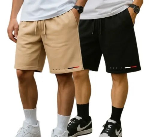 Kit 02 Bermuda Casual Short Moletom Masculina Academia Treino