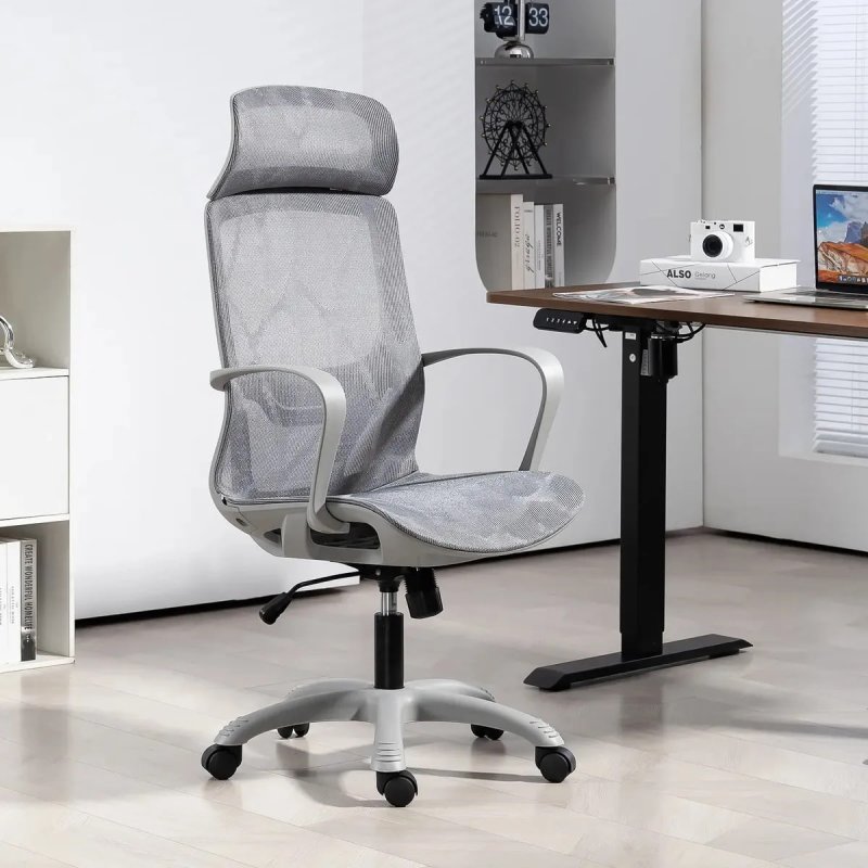 Cadeira Escritório Ergonômica Encosto Em Tela Respirável Cinza Malha Python Fly