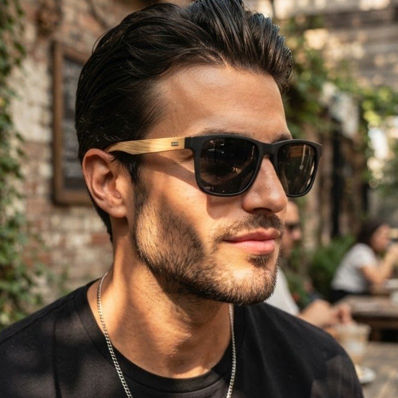 Óculos De Sol Quadrado Masculino Com Proteção Uv400 Quadrado Preto Bege