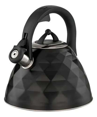 Chaleira de Inox Brinox 3L Black Diamond Com Apito Indução Preta