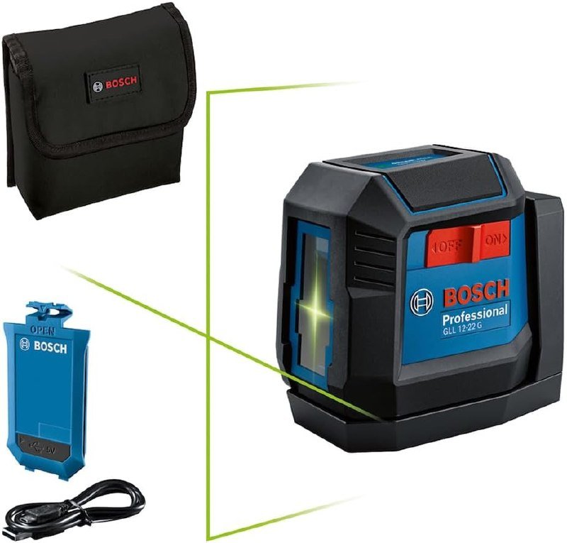 Bosch Nível a Laser Verde GLL 12-22 G - 12m - Bateria e Suporte