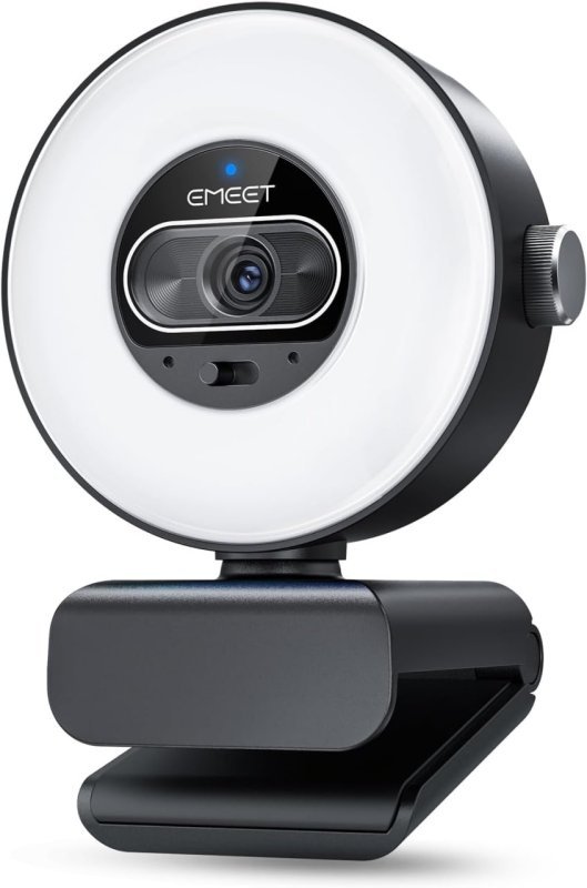 EMEET S600L Webcam 4K para Streaming com Luz de Anel
