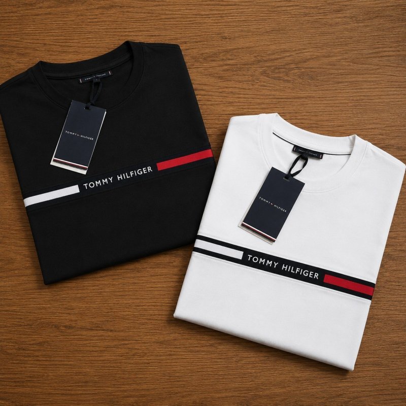 Kit Camisetas Tommy Hilfiger Chest Insert Branca/preta 2un