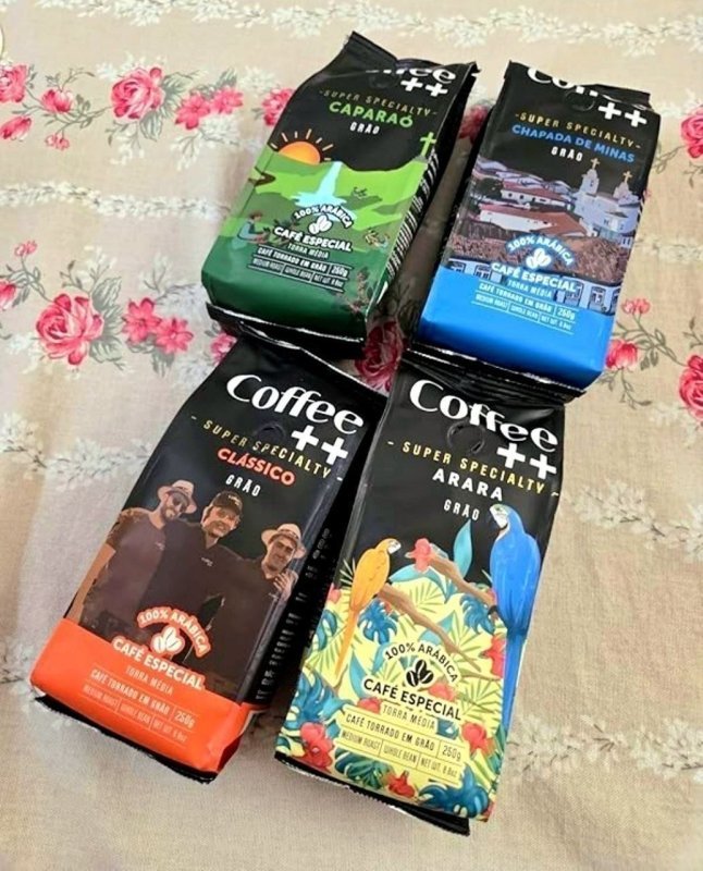 Kit 4 Pacotes Café Especial Em Grãos Coffee Mais Clássico, Caparaó, Chapada e Arara + Frete Grátis
