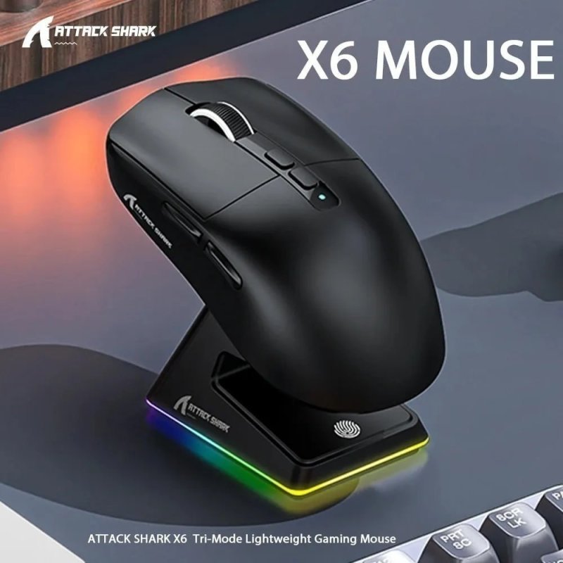 Mouse Gamer Sem Fio Attack Shark X6 Tri Mode, Sensor PAW3395