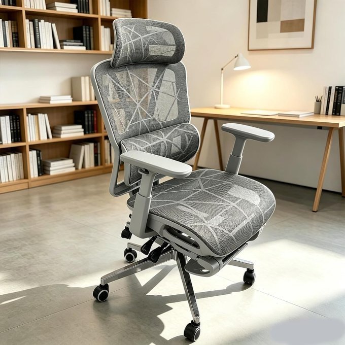 Cadeira de Escritório Ergonômica com Suporte Lombar, Encosto em Mesh