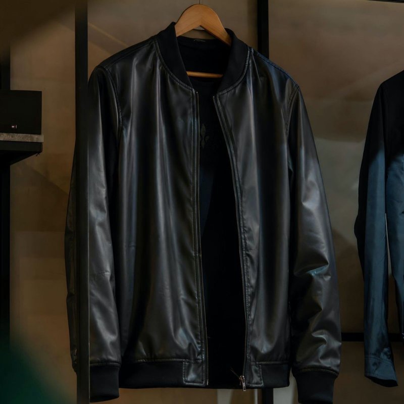 Jaqueta Bomber Courino Masculina Preta Com Zíper