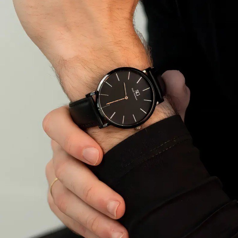 Relógio Masculino Saint Germain Murray Full Black de Couro Sintético Preto
