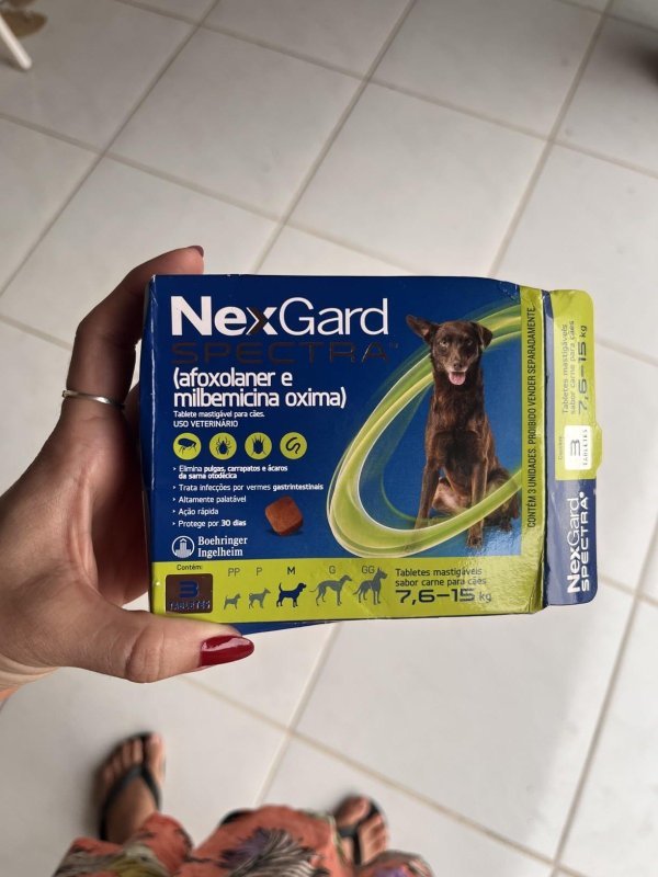 NexGard Spectra Antipulgas e Carrapatos p/ Cães 7,6 a 15kg 3 Tabletes + Frete Grátis