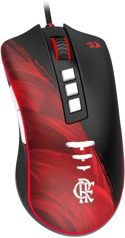 Mouse Gamer Redragon Flamengo Attack Preto e Vermelho LED Vermelho PMW3327