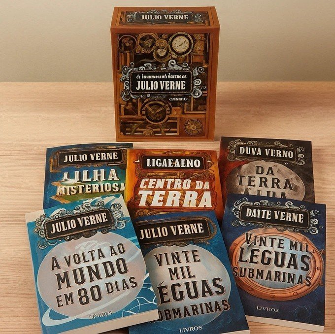 Box com 6 Livros As Extraordinárias Viagens de Júlio Verne