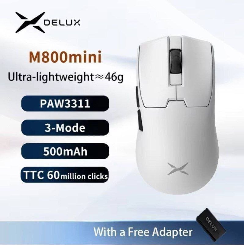 Mouse Delux M800mini PAW3311 (APENAS BRANCO)