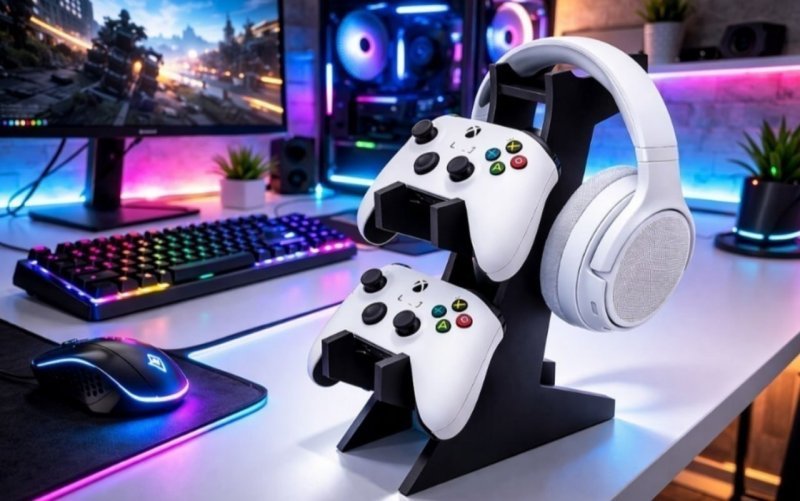 Suporte Gamer Porta Controle Videogame Para Ps4 Xbox Ps5 Fone de Ouvido Headset