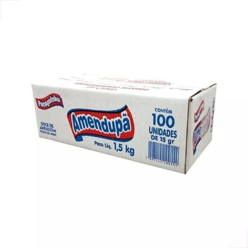 Paçoca Rolha Amendupã Caixa c/100 unidades 1,5kg