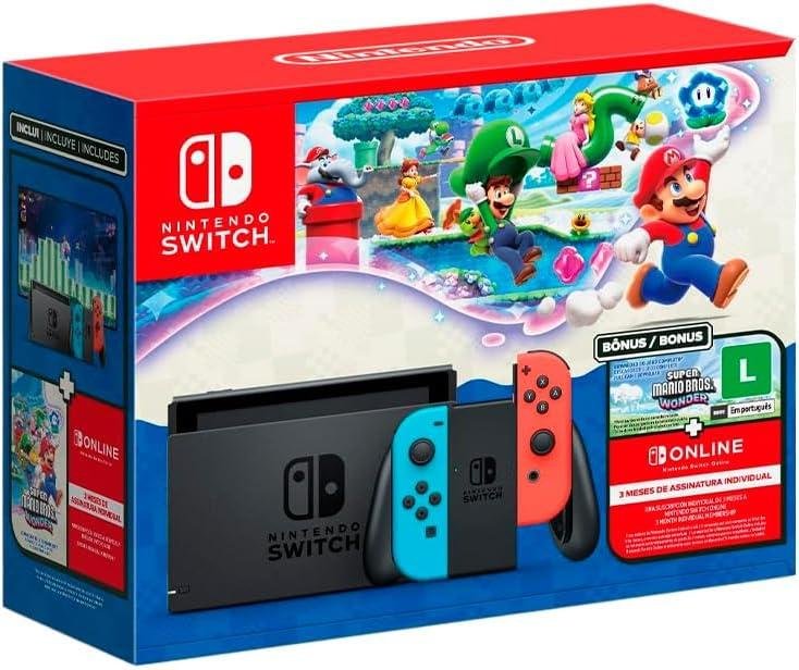 Nintendo Switch + Super Mario Bros. Wonder + 3 Meses de Nintendo Switch Online