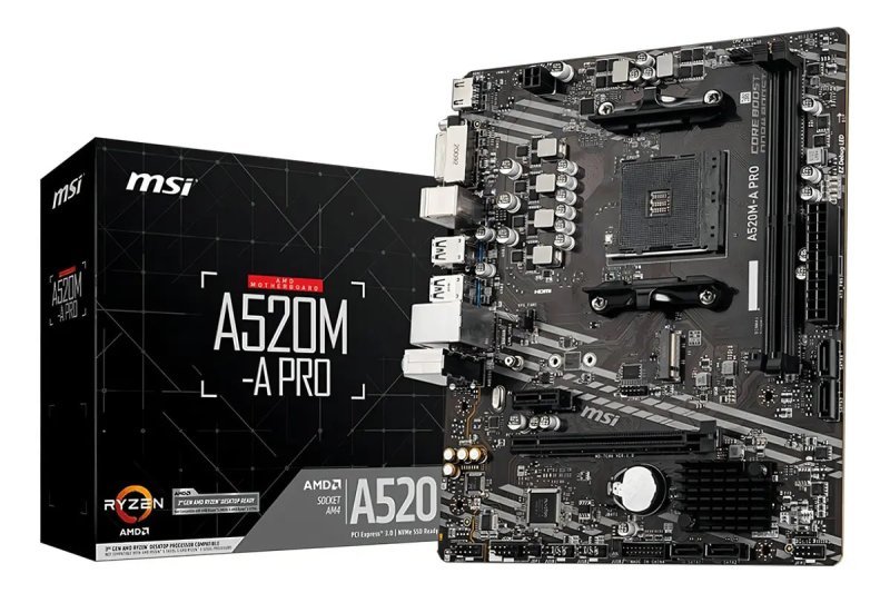 Placa-mãe MSI A520M-A PRO AM4 mATX DDR4 HDMI DVI M.2
