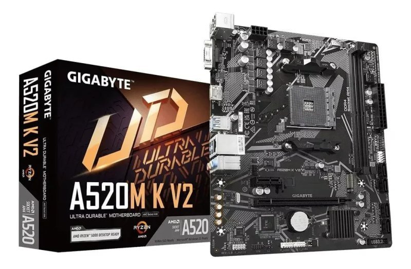 Placa Mãe A520M K V2 AMD AM4 Matx DDR4 Gigabyte Cor Preto