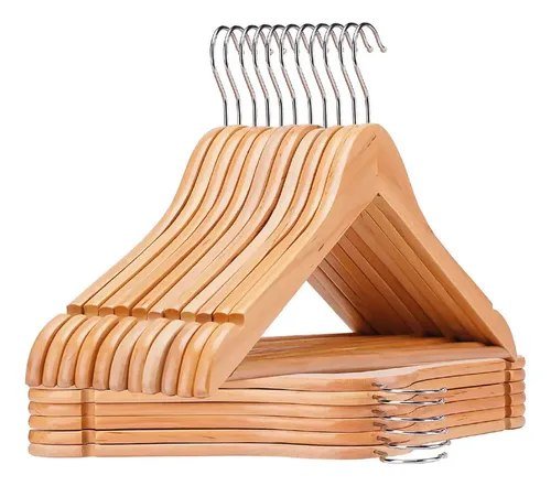 Kit 20 Cabide De Madeira Marfim Organizador Closet