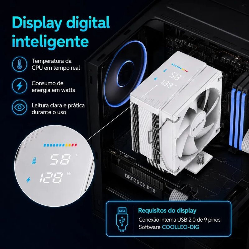 Air Cooler Coolleo B40s CPU Dig V2 Display Digital