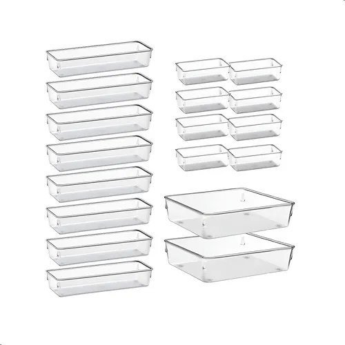 Kit 18 Organizadores Retangulares Acrilico Rebirth Transparente Cristal