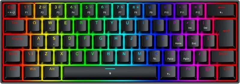 Teclado Magnético Gamer Redragon Fizz RGB Preto 60% Polling Rate 8K Rapid Trigger