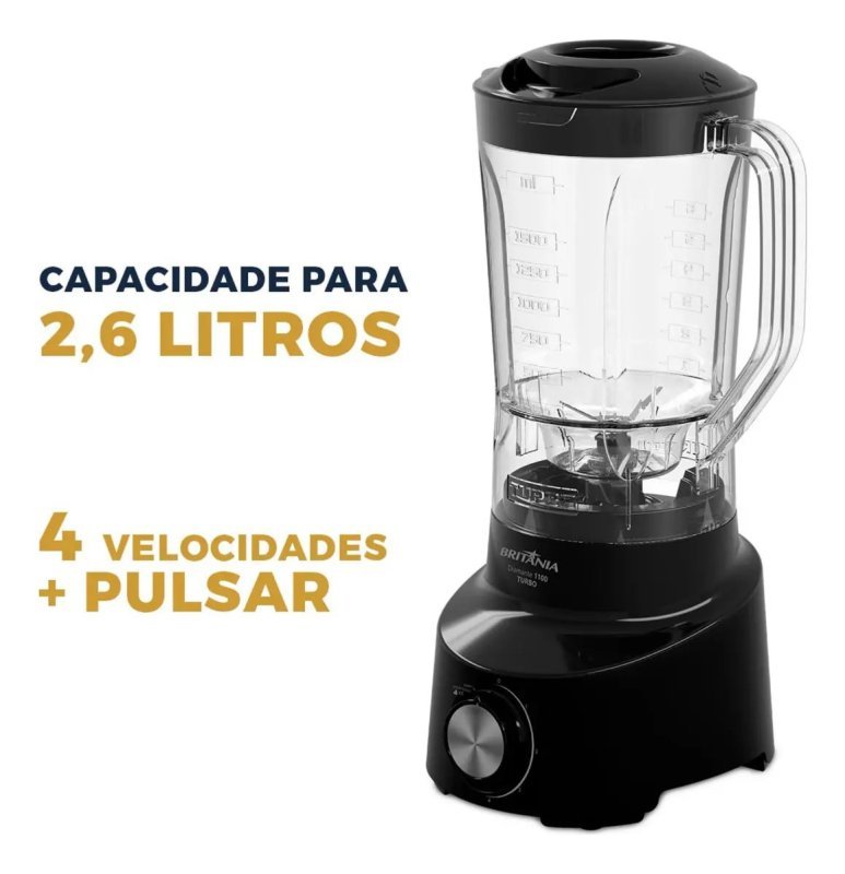 Britânia Liquidificador 2.6L Diamante 1100 - 1100W - Preto
