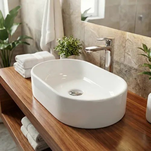 Cuba Pia De Sobrepor Para Banheiro Lavabo Lavatório Armário Gabinete Suspenso Oval Branca De Mármore Sintético 40x23 siena - SOS Acabamentos by Orcia