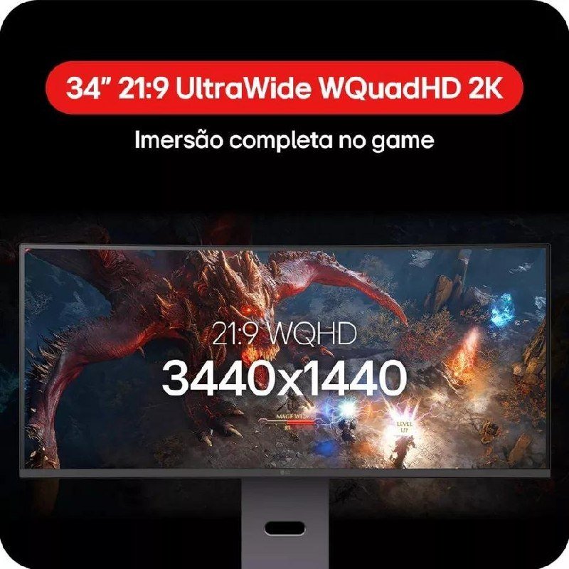 Monitor Gamer LG UltraGear 34" Curvo 2K UltraWide 160Hz