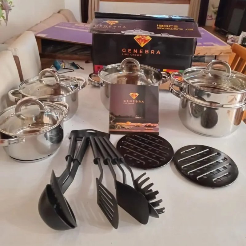 Jogo Panelas Inox Genebra C/ Utensílios 19 Peças