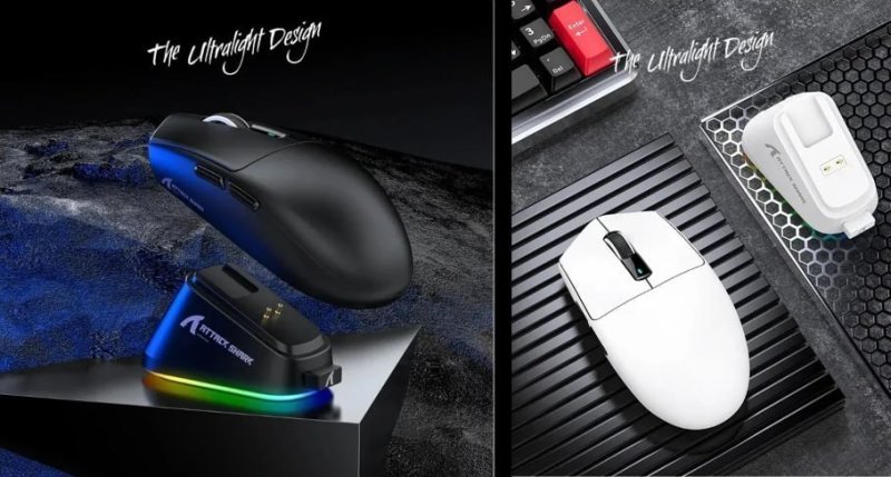 Mouse Gamer Attack Shark G3 Pro 1KHz com Dock RGB e Sensor PAW3311