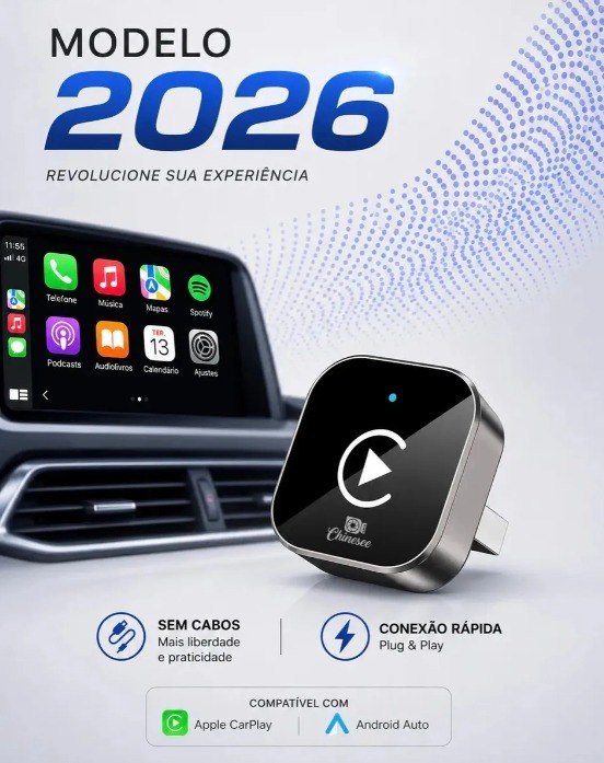 Carplay Adaptador Sem Fio RB Smart slim USB / USB-C Android Auto 2 Em 1 Slim E Potente