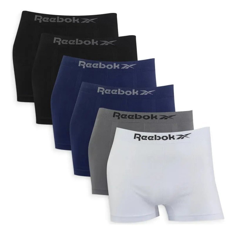 Kit 6 Cuecas Boxer Reebok Sem Costura Microfibra Original + Frete Grátis