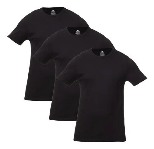 Kit Com 3 Camisetas Masculinas Básicas Slim Cor Preto Hering Preto Liso P