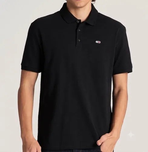 Camisa Polo Tommy Jeans Masculina Abdm0dm04266 Tommy Black Liso M Lisa