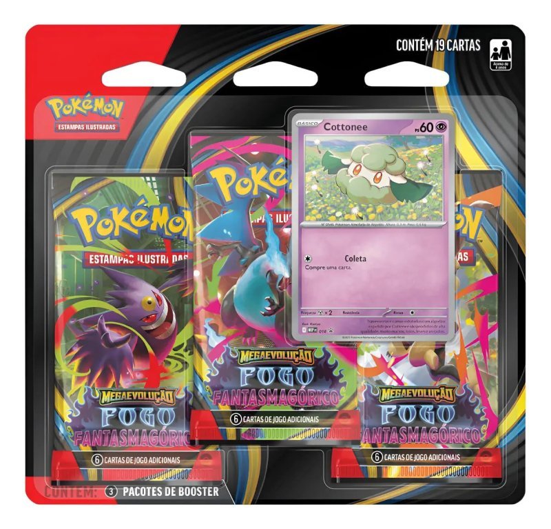 Blister Triplo Pokémon Megaevolução Fogo Fantasmagórico Português