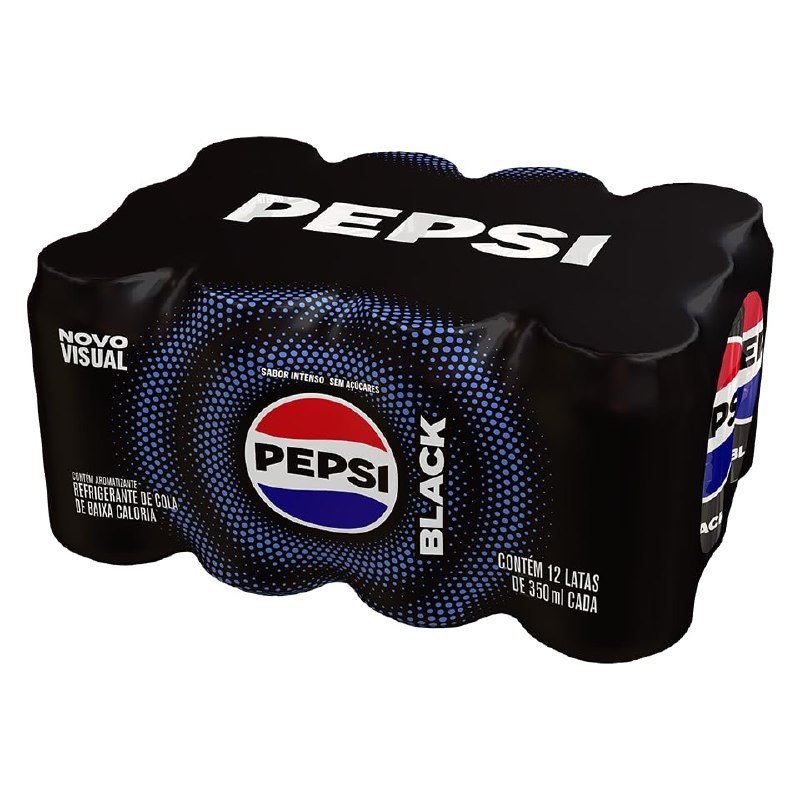 Refrigerante Zero Pepsi, Black, Lata 350ml, Pack com 12 unidades