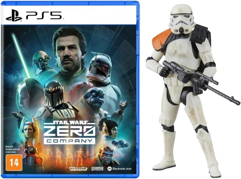 Kit Star Wars Zero Company PlayStation 5 + Boneco Figura de Ação Star Wars The Black Series Sandtrooper