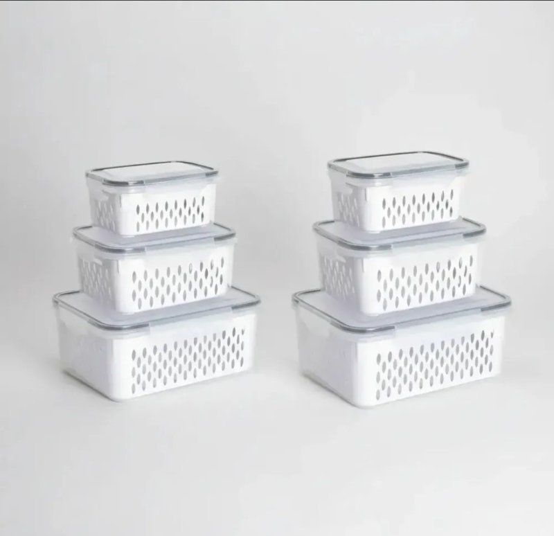 Kit 6 Organizadores Geladeira Alimentos Vegetais Com Tampas