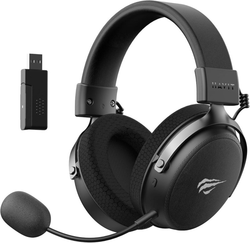 Fone de Ouvido Headset Havit H2015 Pro Black, 5 Modos de Conexão, 2.4GHz, Bluetooth, Cabo USB e 3,5mm