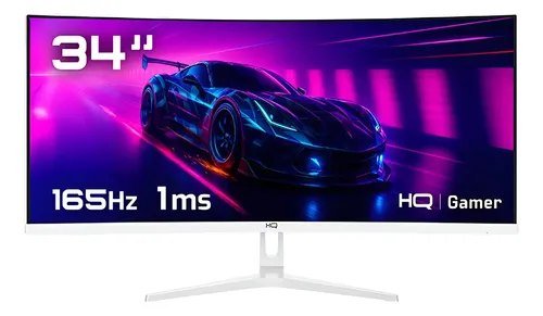 Monitor Gamer 34 Curvo Branco 1ms 165hz Hq Hqw34c16 Branco
