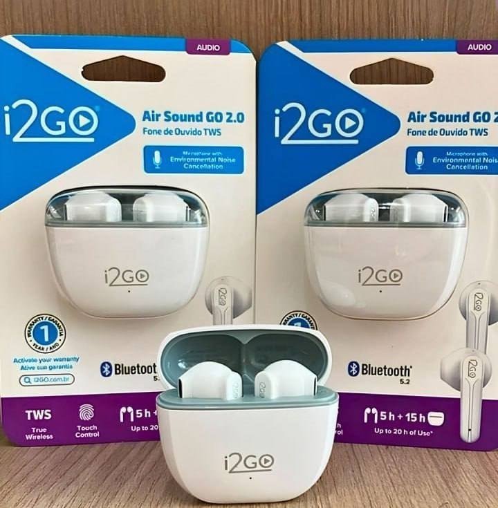 I2GO, Fone De Ouvido, TWS, Bluetooth, 20 Horas de Bateria