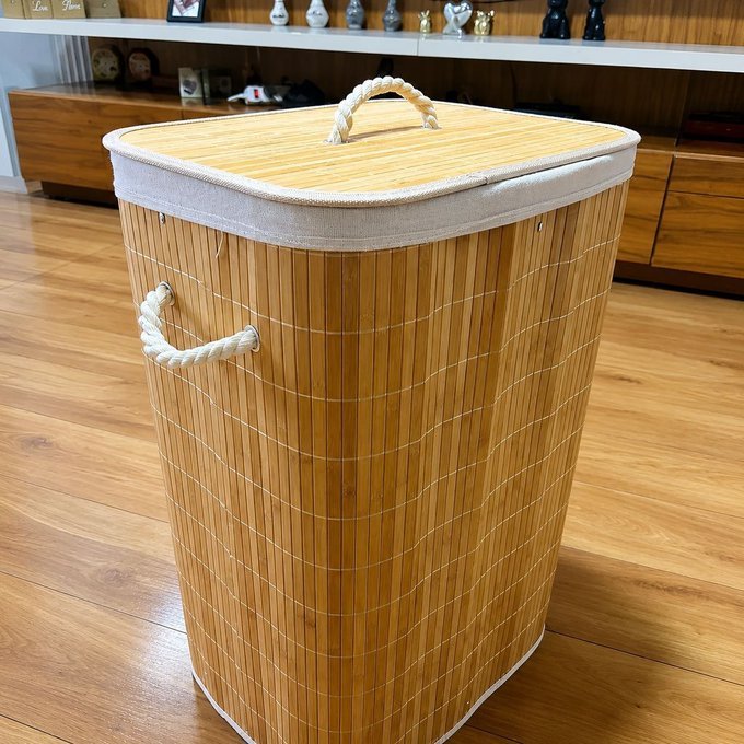 Cesto de Roupas de Bambu 72L