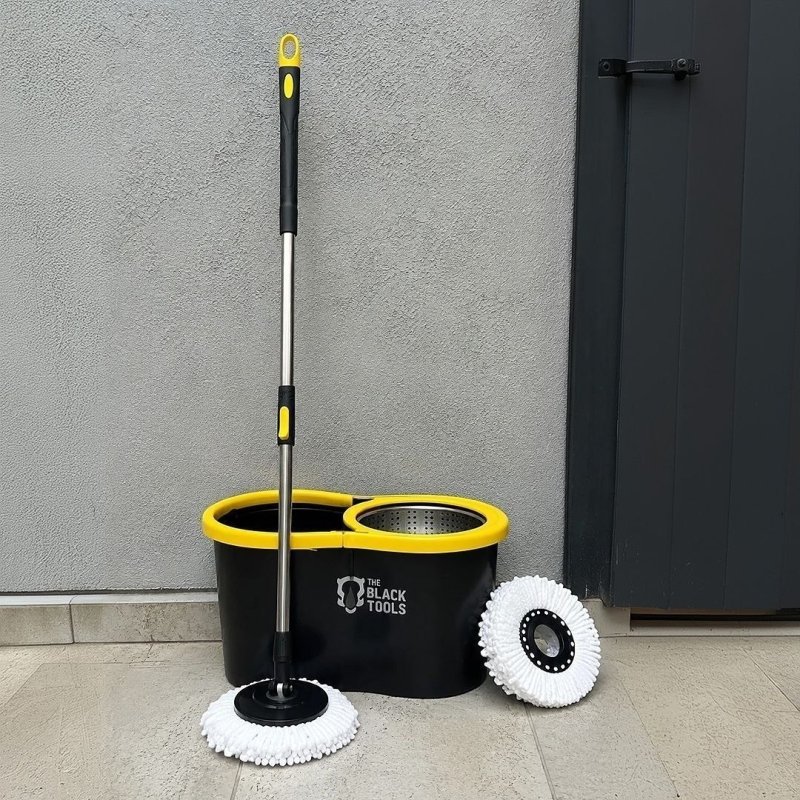 Mop Esfregão Giratório The Black Tools Balde Inox 8 Litros