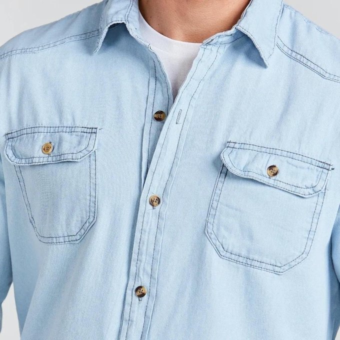 Camisa Jeans Social Slim + Frete Grátis