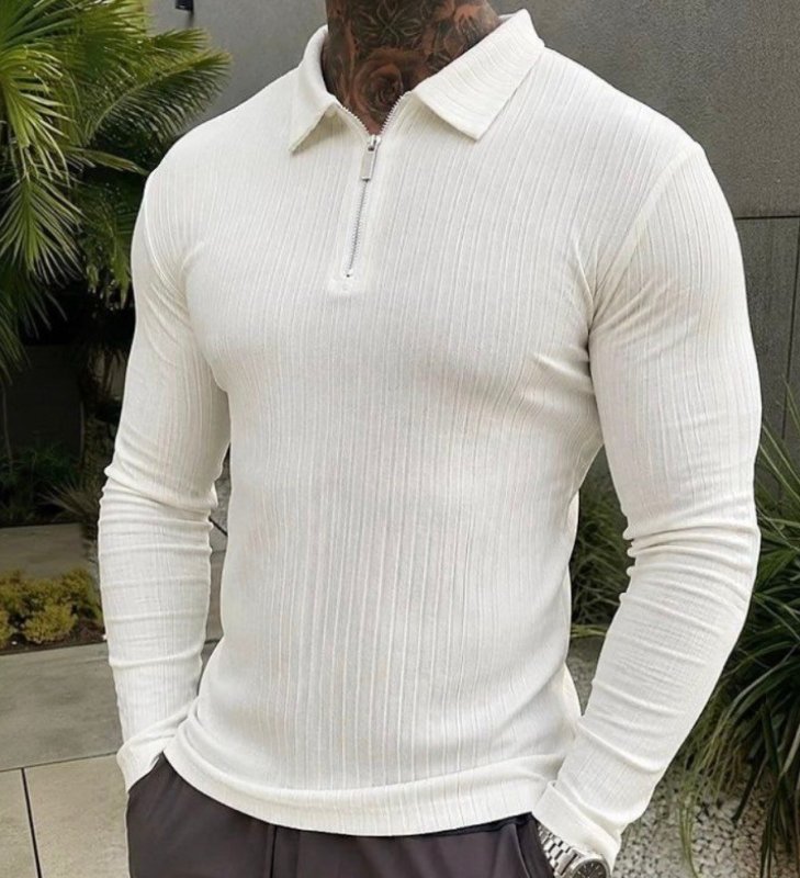 Camiseta Polo Manga Longa Com Zíper Lançamento