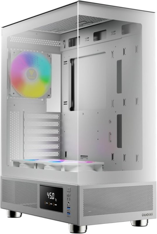 Gabinete Gamer Gamdias Atlas E1 Branco com 3 fans 120mm ARGB