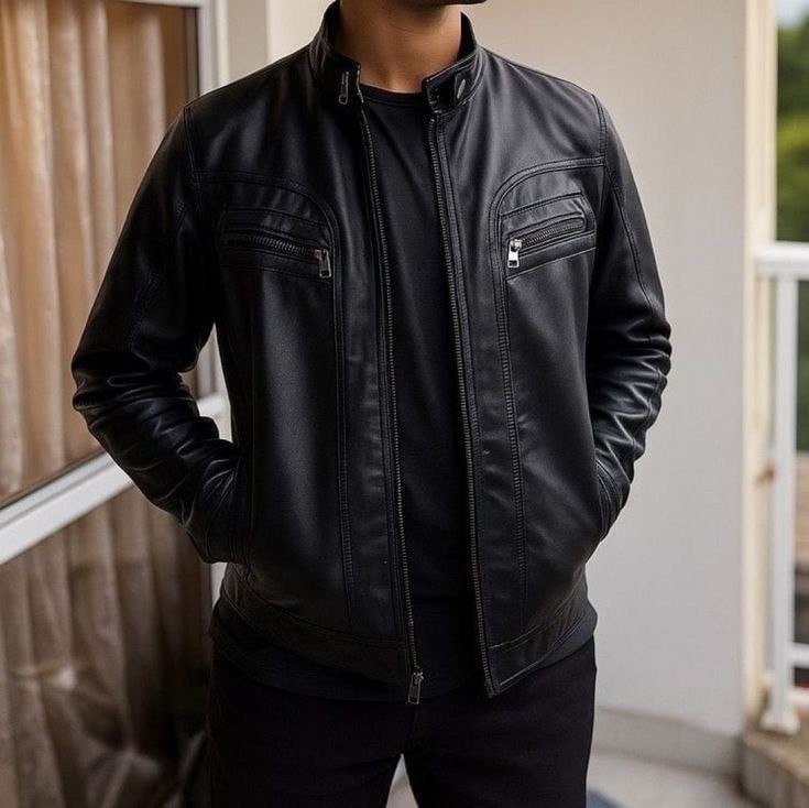 Jaqueta De Couro Masculino Slim Resistente