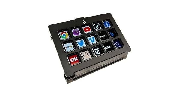 Mesa Controladora de Stream Rise Mode Vision 02 Alumínio, 15 Teclas LCD, Premium, Preto RM-MC-02-B