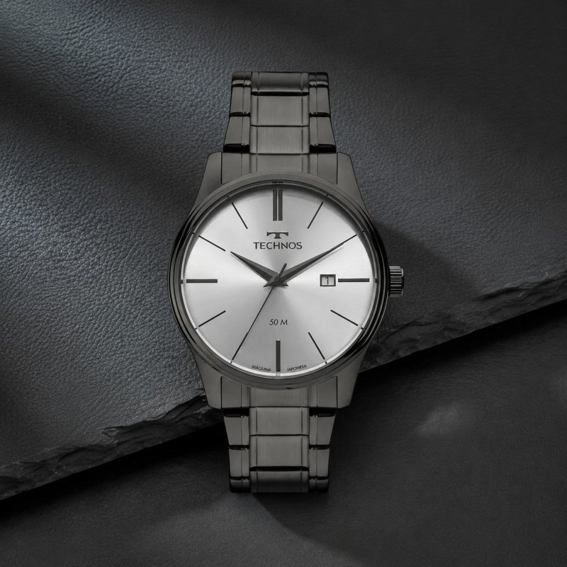 Relógio Masculino Technos Aço Inoxidável Grafite Quartzo 42mm