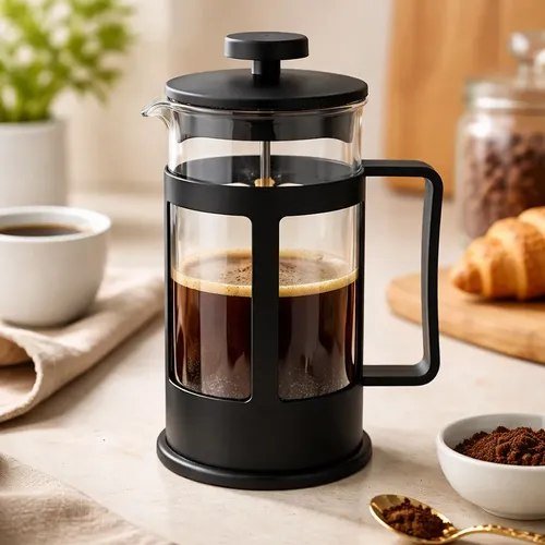 Cafeteira Prensa Francesa Café Expresso Leite Cremoso Preto